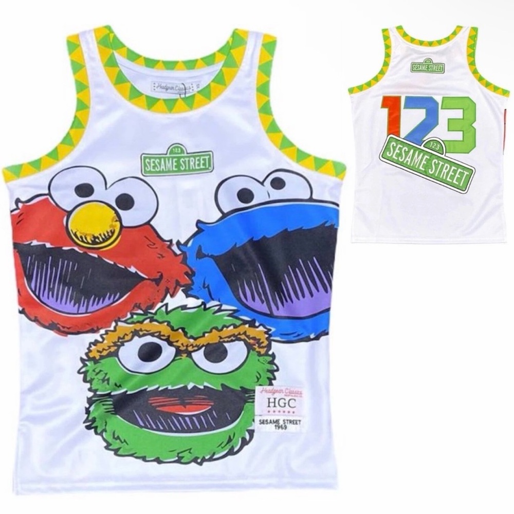 New '123' Sesame Street Men's Headgear Classics Embroidered Jersey RJRSY-21 5XL